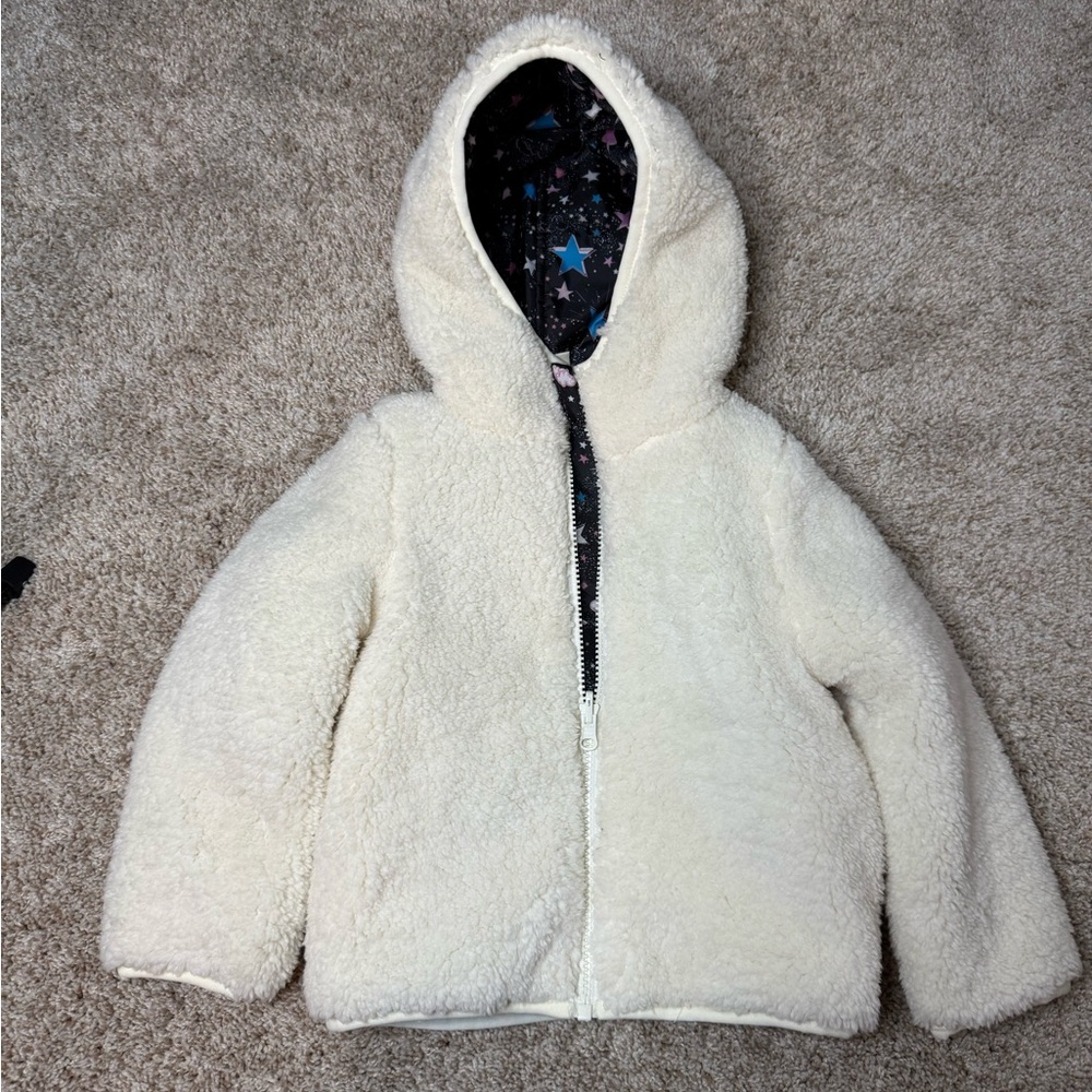 Tucker + Tate Cream Fleece Kids Puffer Jacket Reversible